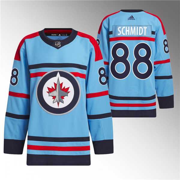 Mens Winnipeg Jets #88 Nate Schmidt Light Blue Anniversary Primegreen Stitched Jersey Dzhi->winnipeg jets->NHL Jersey